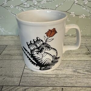 B Kliban Cat Dancing Cats Tango Red Rose Coffee Tea Mug 1979 Kiln Craft England
